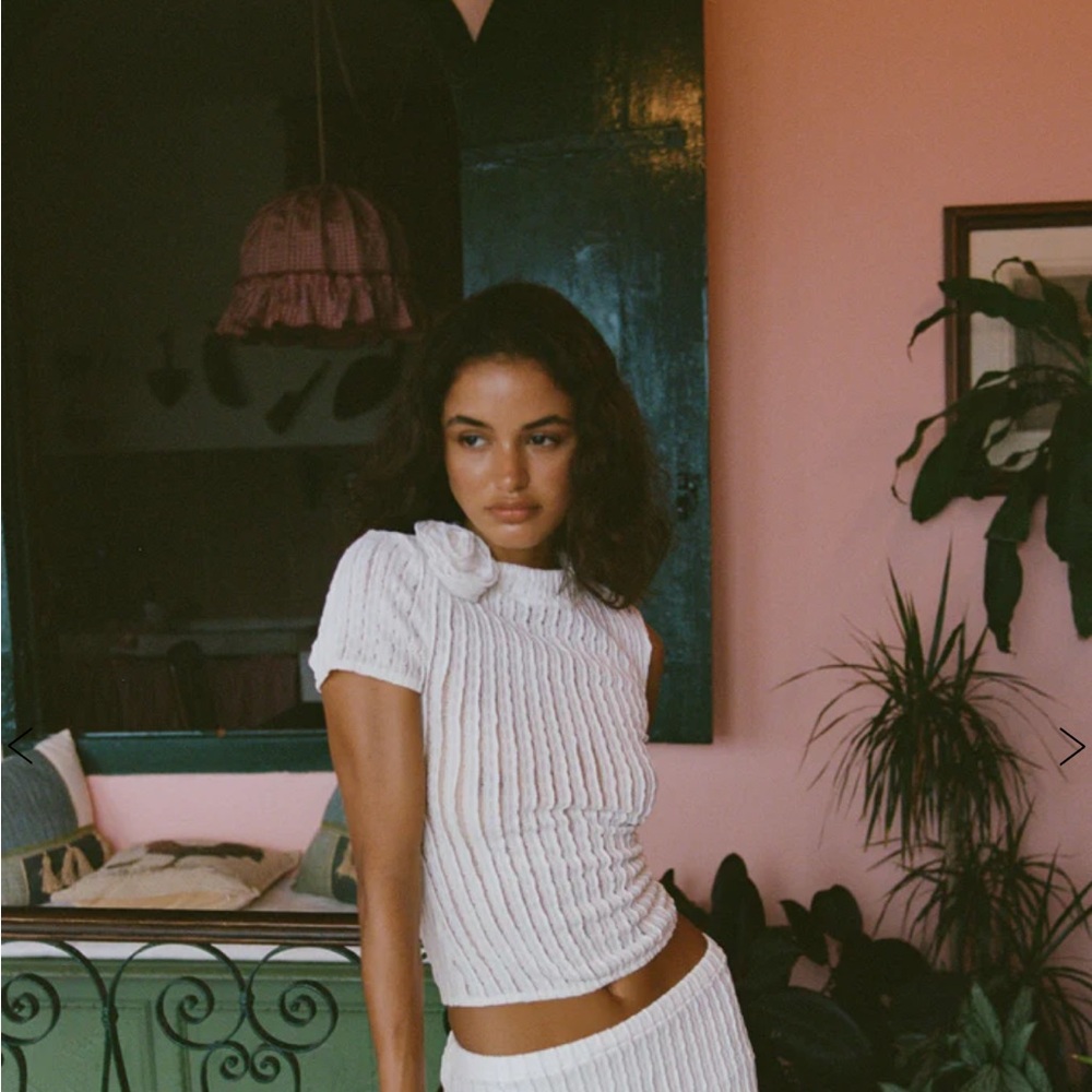With Jean White Ribbed Tank Top NWOT
